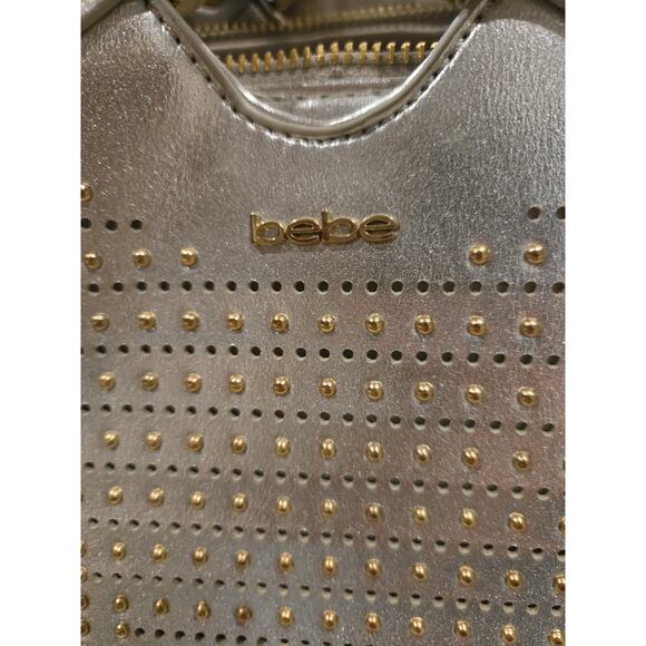 Vintage Bebe Silver Studded Shoulder Bag with Gold Handles & Compartments - Picture 4 of 13